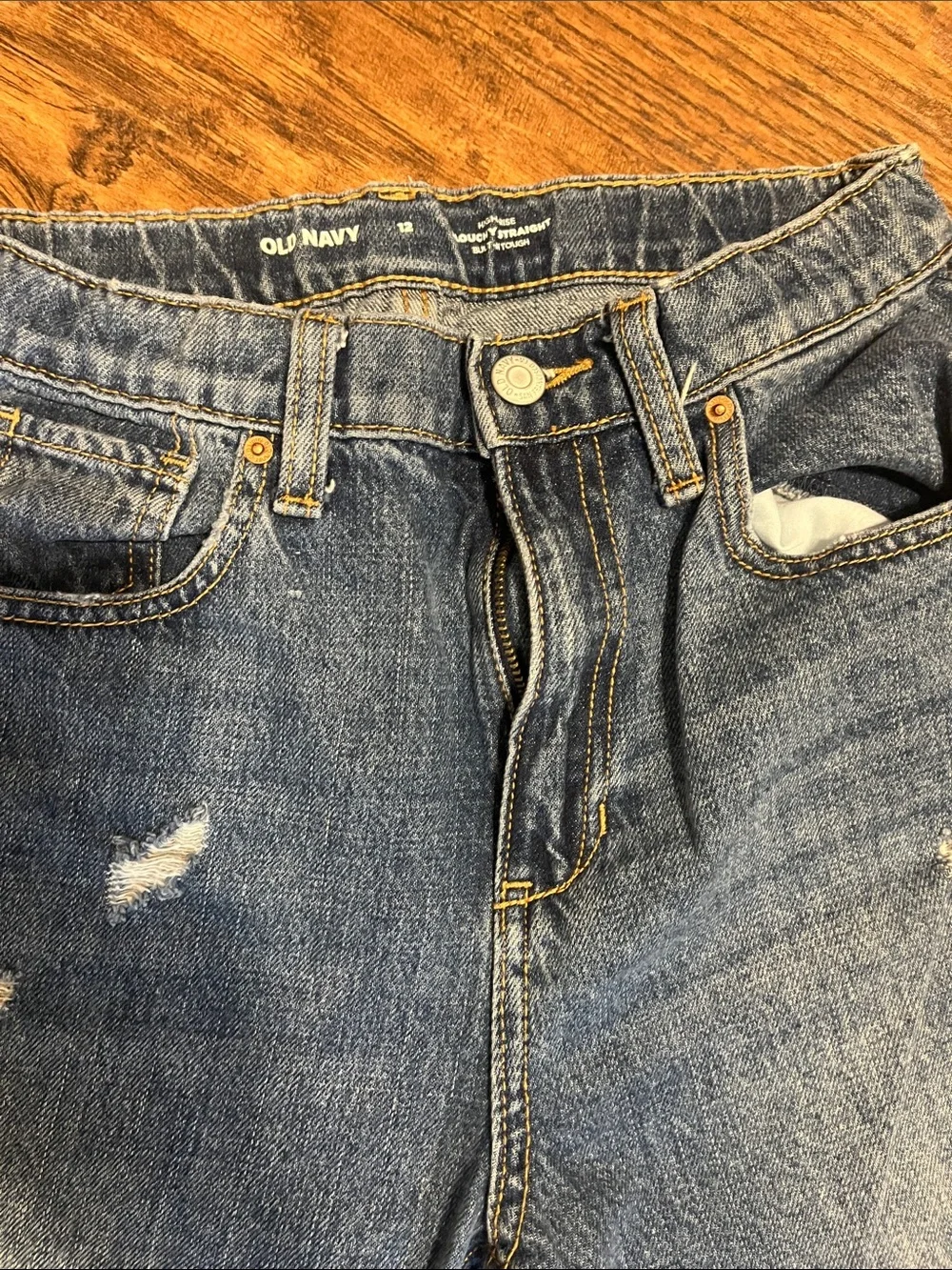 Old Navy Hig-rise Slouchy Straight Buit -in tough Jeans - Blue